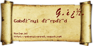 Gabányi Árpád névjegykártya